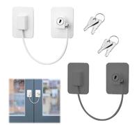 2PCs Child Safety Cabinet Locks - White & Black No Drill Self-Adhesive Door Locks for Refrigerator, Wardrobe, Windows, Baby Proofing