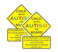 2PCS Child with Autism Awareness Car Decal Magnet Autistic Occupant Sticker