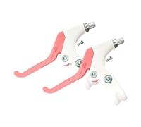 2pcs Children's Brake Lever Aluminum Alloy Smooth Braking Replacement Compatibility Three Fingers Professional Accessory, White and Pink