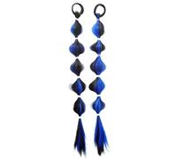 2pcs Children's Bubble Fried Dough Twists Braid Ponytail Wig - Fun and Stylish Hair Accessory for Kids(Black Blue)