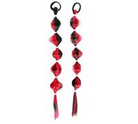 2pcs Children's Bubble Fried Dough Twists Braid Ponytail Wig - Fun and Stylish Hair Accessory for Kids(Black Red)
