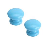2pcs Children's Room Wooden Handle Kids Door Knobs Wardrobe Cabinet Pulls Wooden Handles Multicolored Door Levers Furniture Door Knobs for Drawers,Kitchen,Living Room (Single Hole,Blue)