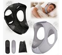 2Pcs Chin Straps for Sleeping, Breathable Anti Snoring Chin Strap with 2 Extension Strap & 1 Storage Bag, Portable Comfortable Adjustable Antisnoring Solution Device Aids for Men Women (Black+Grey)