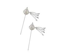 2Pcs Chinese Hair Stick Metal Long Tassels Hairpin Thai Headwear Hair Chopsticks Hollow Ancient Hair Fork Hair Accessories for Women Girls
