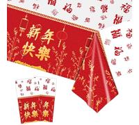 2Pcs Chinese New Year Table Cloth 2025,130*220cm Plastic Tablecloth Table Cover Spring Festival Party Table Decorations,Year of Dragon Tablecloth for Spring Festival Chinese Lunar New Year Decorations