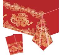 2Pcs Chinese New Year Table Cloth 2025,137*274cm Plastic Tablecloth Table Cover Spring Festival Party Table Decorations,Year of Dragon Tablecloth for Spring Festival Chinese Lunar New Year Decorations