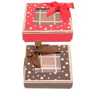 2pcs Chocolate Box Nine Grids Paper Gift for Valentine's Day Halloween | Square Paper Design, 9 Separate Squares, for Chocolate and Candy, Red Black Colours, Use