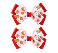 2pcs Chocolate Cookie Hair Clips, 3.54x2.17in Sweet Cute Cookie Cartoon Barrettes for Halloween Birthday Cartoon Theme Party Wear Comic Event Costume Accessory(Red)