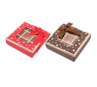 2pcs Chocolate Favor Packaging Box Nine Grids Paper Square Gift Box | Nine Separate Squares, for Chocolate and Jewelry, Red or Black Finish, Wedding Valentine Use