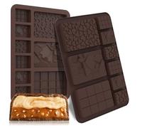 2PCS Chocolate Moulds，GeeRic Dubai Deep Chocolate Bar Mold Silicone Deep Upgraded Break Apart Non-Stick Easy Release Chocolate DIY Molds Baking Molds for Wax Melts,Candy,Jell