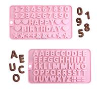 2pcs Chocolate Moulds Silicone, Chocolate Letters Mould Heart Shaped Cake Tin Silicon Chocolate Moulds for Baking Cake Decoration Candy Fondant Biscuit