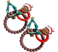 2pcs Christmas Baby Silicone Teether Christmas Tree and Bear Teething Ring Christmas Teething Toys Toddler Teething Chew Toys Christmas Gifts or Chritmas Stocking Filler