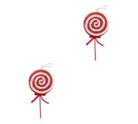 2pcs Christmas Ball Hanging Ornament Red Plush Candy Cane Tree Decor | Elegant Festive Prop, Fine Craftsmanship, Party and Holiday Decor, 27cm Ribbon Hanging Accent