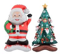 2PCS Christmas Balloon Aluminum Foil Balloons Christmas Santa Blow Nutcracker Foil Balloon Christmas Tree Foil Balloons Christmas Hanging Balloons for Valentine's Day Christmas Birthday (Santa Claus)