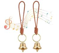 2Pcs Christmas Bells Vintage Brass Hanging Bell with Rope, Decorative Clear Ringing Sound Suitable Home Garden Christmas