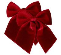 2Pcs Christmas Bows, 10in Pre-Formed Elegant Velvet Bows Christmas Tree Ornaments for Tree, Wreath, Garland, Swag, Staircase, Fireplace, Claret