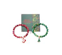 2Pcs Christmas Bracelet Set Christmas Tree Santa Claus Snowflake Wreath Pendant Bracelet Christmas Jewelry Gifts for Women Men, S, Zinc, no gemstone