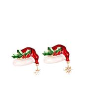 2pcs Christmas Brooch Pins with Shining Hat Design for Women