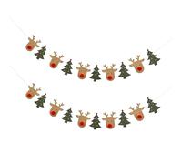 2pcs Christmas Bunting,Reindeer and Christmas Tree Garland,Christmas Reindeer Banner,Xmas Tree Hanging Bunting for Xmas New Year Party Decorations Outdoor Indoor