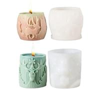 2Pcs Christmas Candle Molds 3D Pillar Carved Elk Silicone Molds for Candles for Handmade Soap DIY Craft Home Decor Candle for Making Silicone