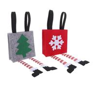 2pcs Christmas Candy Treat Tote Bags, Reusable Cloth Holiday Pouches | Festive Xmas Theme, Vibrant Holiday Prints, Easy to Carry Handles, Shopping and Party Events