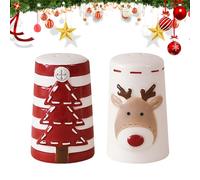 2PCS Christmas Ceramic Salt and Pepper Shaker Sets Christmas Salt and Pepper Shakers Cute Salt Shaker Xmas Salt and Pepper Pots for Farmhouse Kitchen Table Décor