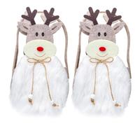 2pcs Christmas Cloth Gift Bag, Handheld Party Favor Bags | Xmas Theme Cloth Pouch, Handle Design for Small Items, Candy Holders for Party Use