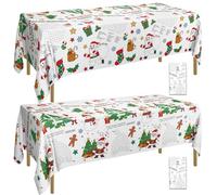 2Pcs Christmas Coloring Tablecloths, Rectangular Paper Xmas Table Covers, Giant Coloring Poster Santa Claus Snowman for Kids Winter Holiday New Year Merry Christmas Party Supplies, 137 x 274cm