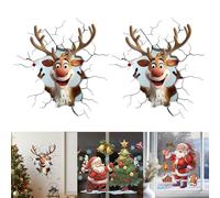 2PCS Christmas Creative Wall Sticker, 3D Peel Stick Christmas Wall Stickers, Removable Large Xmas Santa Wall Stickers, Festive Holiday Window Cling Sticker, Xmas Wall Decals for Indoor Home Decor (03)