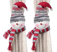 2PCS Christmas Curtain Buckle Tieback Curtain Holder Snowman Santa Claus Reindeer Home Window Christmas Ornament Decoration for Dining Room Kitchen Living Room Bedroom Office Hotel Window Accessories