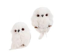 2Pcs Christmas Cute Owl Hanging Gift Simulation Animal Pendant, Multi Functional Design, Beautiful Gift for Retro Farm Joy Christmas (white)
