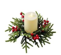 2pcs Christmas Decoration Small Wreath | Scented candle candle holder pine needle red fruit wreath circle