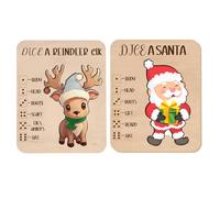 2Pcs Christmas Dice A Reindeer Puzzle Game, Christmas Jigsaw Puzzles Wooden Interactive Xmas Board Game, Place The Reindeer Pieces According to The Number You Roll for Xmas Party Night Holiday