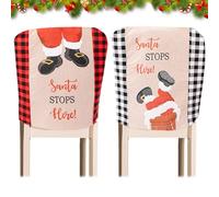 2pcs Christmas Dining Chair Covers Christmas Fabric Dining Chairs Slipcovers Washable Removable Christmas Chair Back Covers Protector Covers for Xmas Dinner Table Party Hotel Decor
