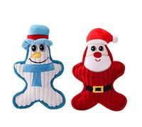 2pcs Christmas Dog Squeaky Toys Santa Snowman Chew Toys Puppy Plush Toy Funny Dog Toys Squeaky Toys for Small Medium Dog Pets
