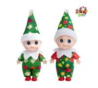 2pcs Christmas Elf Baby Mini Dolls,Christmas Baby Elves Twins Cute Little Elfs,Naughty Tiny Baby Elf Doll Novelty Toys Christmas Tradition Small Dolls for Girls Boys Kids Gift Xmas Stocking Stuffers