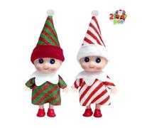 2pcs Christmas Elf Baby Mini Dolls,Christmas Baby Elves Twins Cute Little Elfs,Naughty Tiny Baby Elf Doll Novelty Toys Christmas Tradition Small Dolls for Girls Boys Kids Gift Xmas Stocking Stuffers