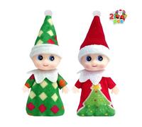 2pcs Christmas Elf Baby Mini Dolls,Christmas Baby Elves Twins Cute Little Elfs,Naughty Tiny Baby Elf Doll Novelty Toys Christmas Tradition Small Dolls for Girls Boys Kids Gift Xmas Stocking Stuffers