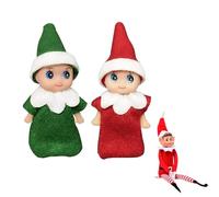 2PCS Christmas Elf Dolls, Striped Skirt Mini Xmas Elves for Girls, Tiny Elf Dolls, Accessories Baby Twins Xmas Tradition Novelty Toys for Gifts