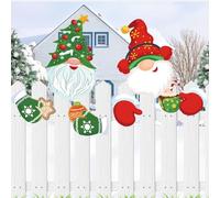 2Pcs Christmas Fence Peeker Decoration Christmas Gnome Peeking Garden Yard Sign Decorations Cute Peeper Decorative Fence Home Decor Outdoor Lawn Pathway Parking Fence Art Sign Ornament for Holiday