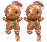 2PCS Christmas Foil Balloons Gingerbread Man Santa Claus Xmas Tree Merry Christmas Party Decoration Balloon Kids Toys Gifts(Gingerbread Man)