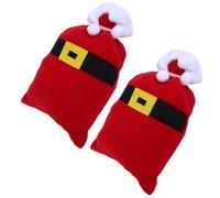 2pcs Christmas Gift Bags Large Red Flannelette Pouches for Xmas Treats | Reusable Festive Storage, 48x28 CM Size, Santa Style, Party Favour Use, Holiday Packaging