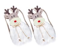 2pcs Christmas Gift Wrapping Bag Season Cloth Handle Pouch | Festive Xmas Design, Sturdy Easy Carry Style, for Cookies and Baked Goods at School Parties