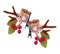 2pcs Christmas Hair Clips Antler Metal Fabric Cute Hair Decoration