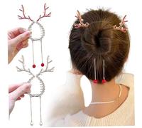 2PCS Christmas Hair Clips with Tassel Shining Antler Banana Clips Hair with Rhinestones Easy Use Comfortable Christmas Hair Accessories for Christmas Hair Decoration Claw Clips Banana Clips Hair Chris