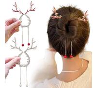 2PCS Christmas Hair Clips with Tassel Shining Antler Banana Clips Hair with Rhinestones Easy Use Comfortable Christmas Hair Accessories for Christmas Hair Decoration