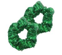 2pcs Christmas Hair Ties Sequined Cloth Hair Band for Buns | Silk Chiffon Blend, Green Glitter Finish, Elegant Style for Daily Grooming and Formal Reception