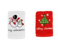 2PCS Christmas Hand Towels, Cotton Dish Washcloth for Kitchen, Christmas Hand Towel Christmas Tea Towels,Kitchen Dish Towels Dishcloths(White,Red)