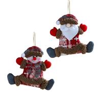 2PCS Christmas Hanging Ornament - Xmas Santa & Snowman Doll Ornaments - Merry Christmas Decorative Party Decor Gifts