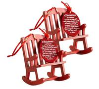 2Pcs Christmas Heaven Rocking Chair Ornament Memorial Decor with Meaningful Tag Hanging Wooden Christmas Ornament for Xmas Tree